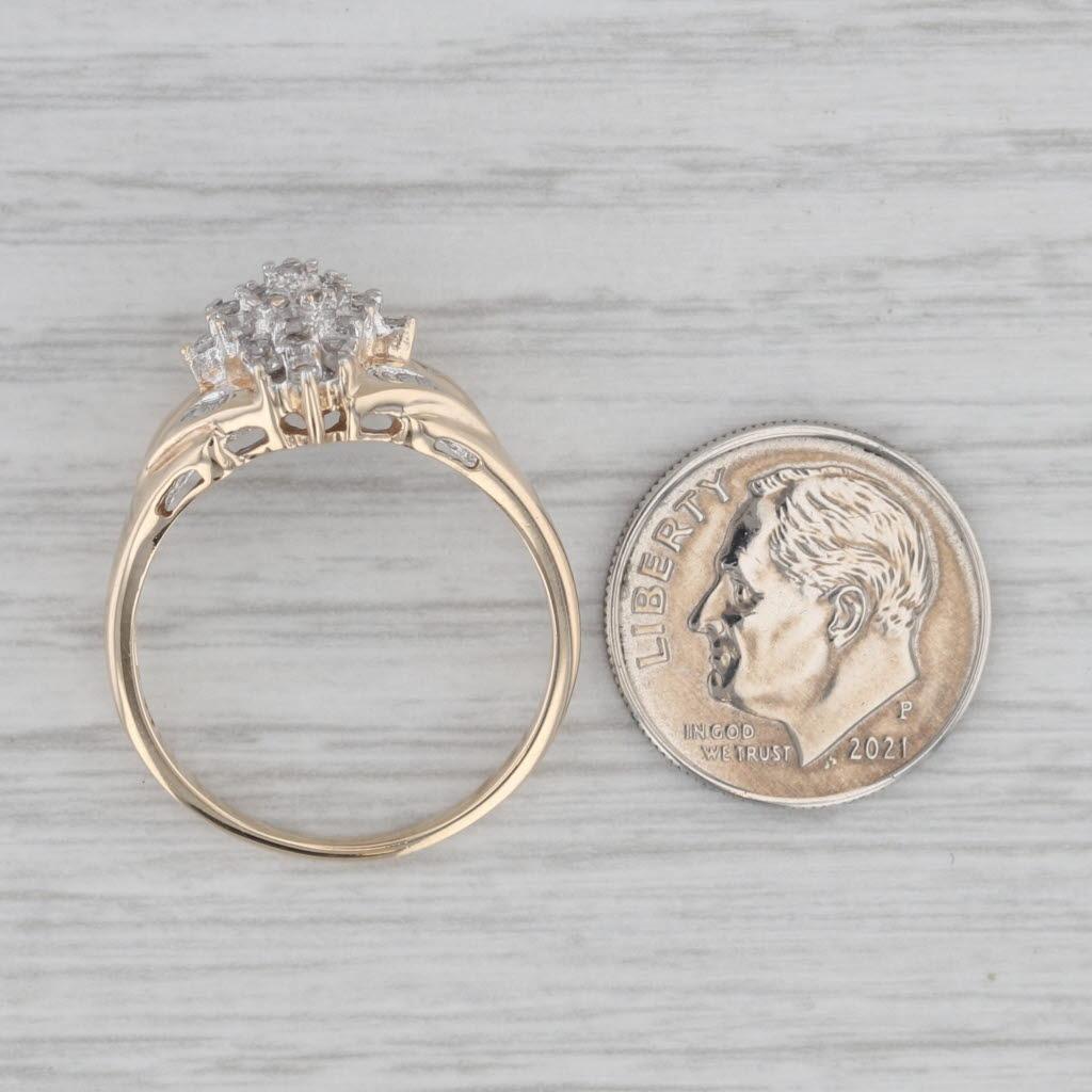 0.39ctw Diamond Cluster Ring 10k Yellow Gold Size 9.25