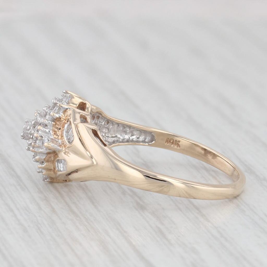 0.39ctw Diamond Cluster Ring 10k Yellow Gold Size 9.25