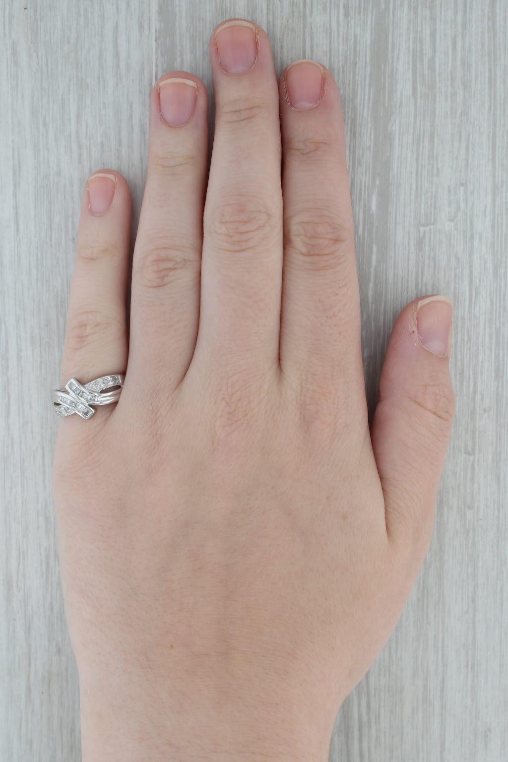 0.29ctw Diamond Bypass Ring 14k White Gold Size 7