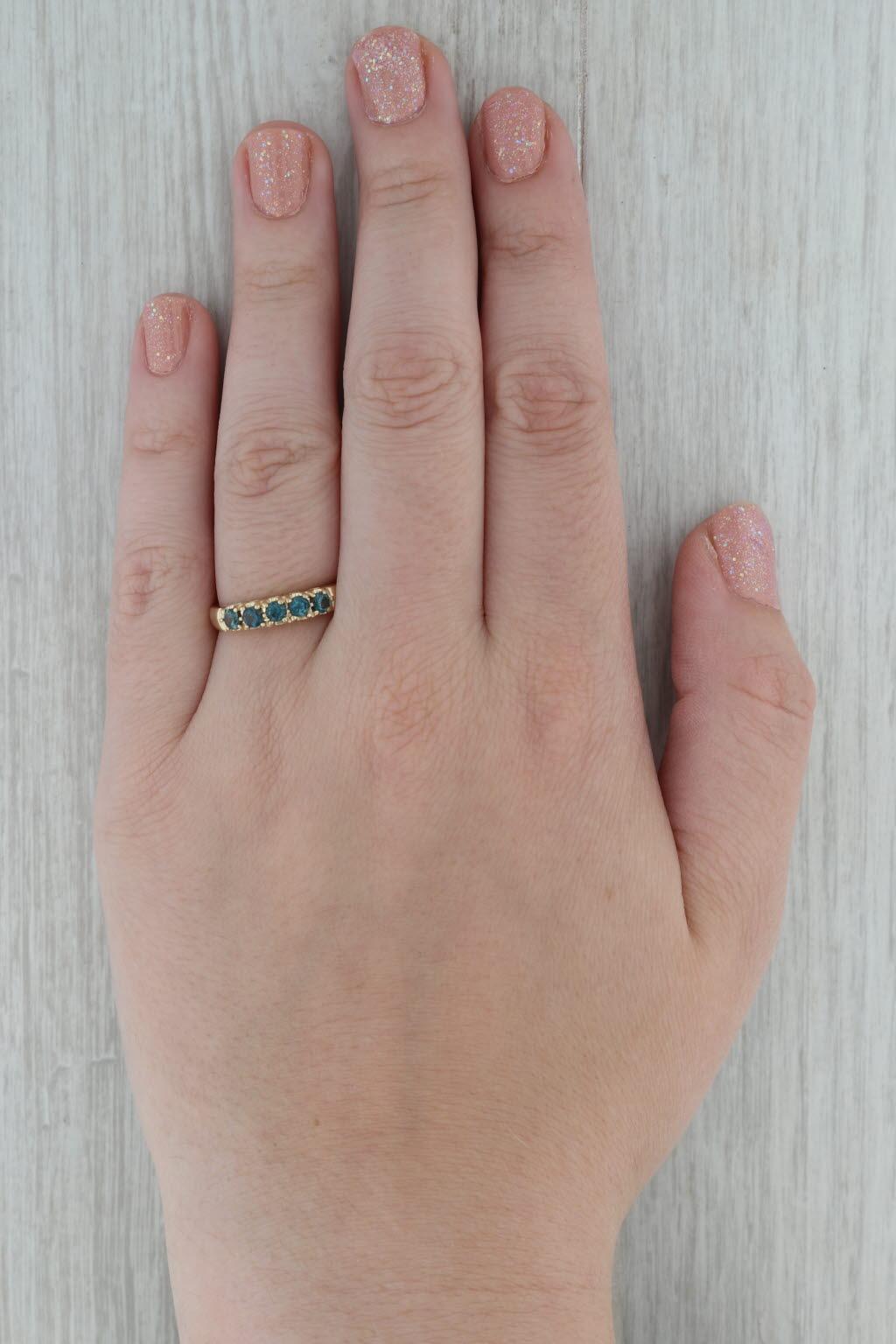 0.70ctw London Blue Topaz Ring 14k Yellow Gold Size 8 Stackable Wedding Band