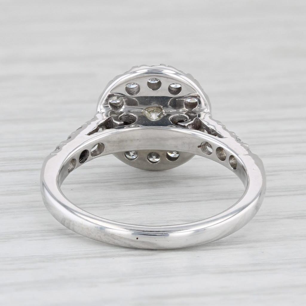 1.18ctw Round Diamond Halo Engagement Ring 14k White Gold Size 6 Cathedral Band