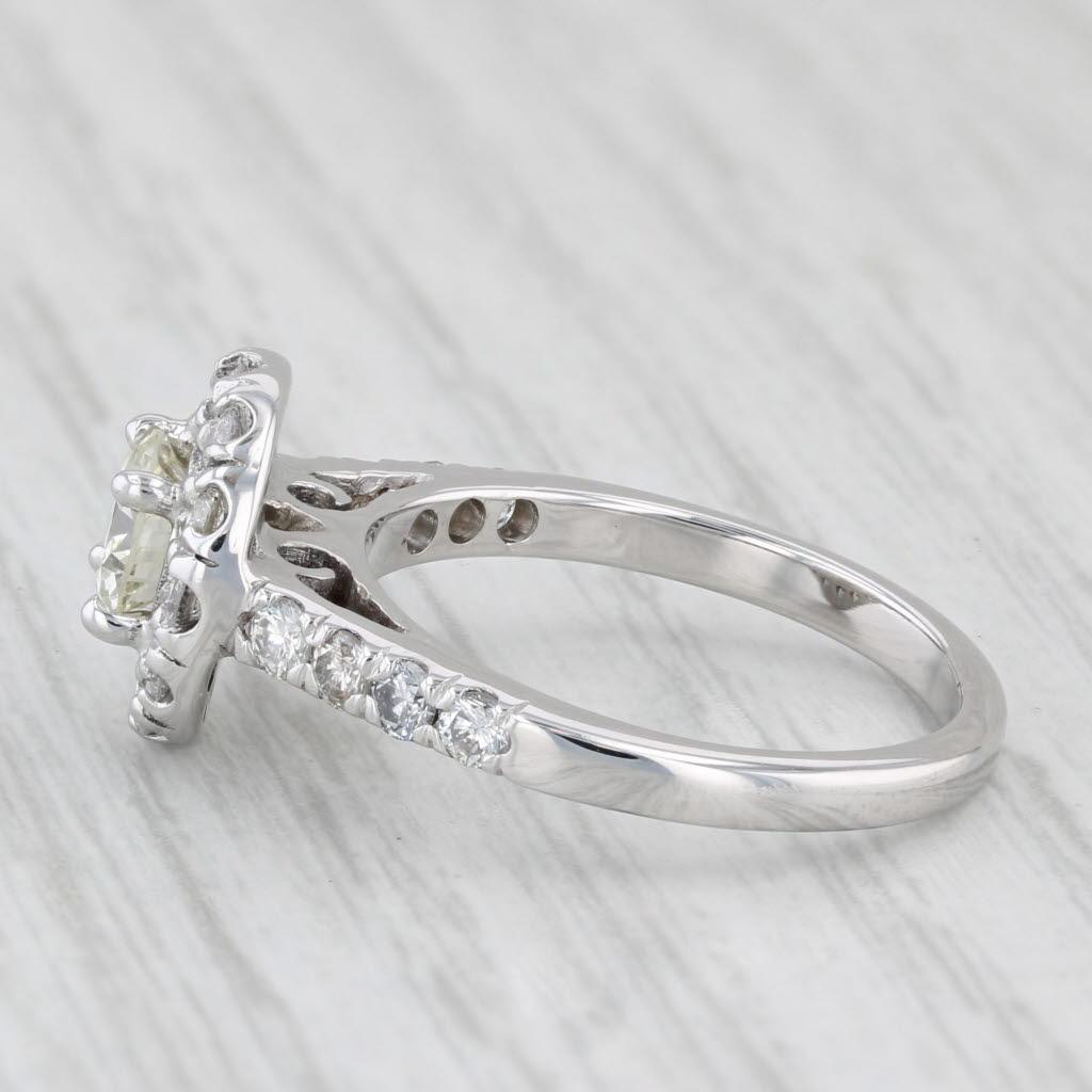 1.18ctw Round Diamond Halo Engagement Ring 14k White Gold Size 6 Cathedral Band