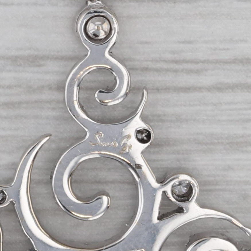 Dark Gray 0.45ctw Diamond Openwork Pendant Necklace 18k White Gold Cable Chain Simon G