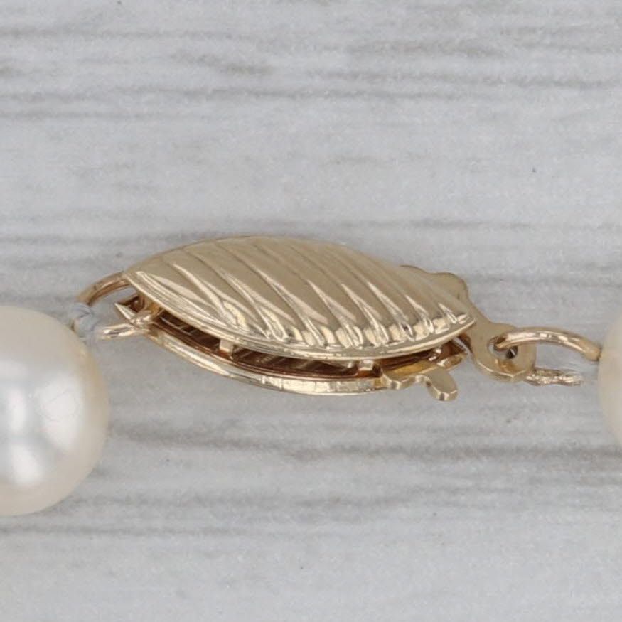 Gray 6.3 mm Cultured Pearl Single Strand Bracelet 14k Gold Clasp 6.5"