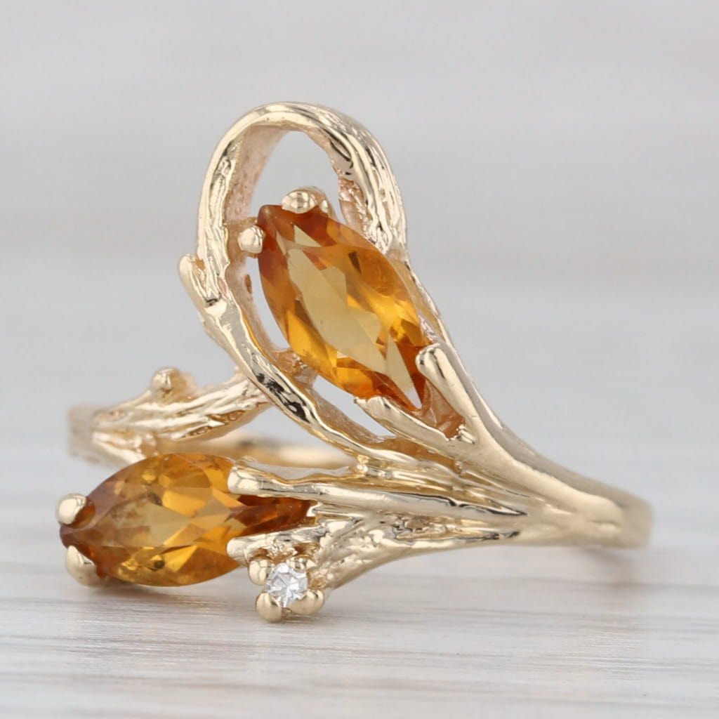 Light Gray 1ctw Marquise Citrine Ring 14k Yellow Gold Size 6 Bypass