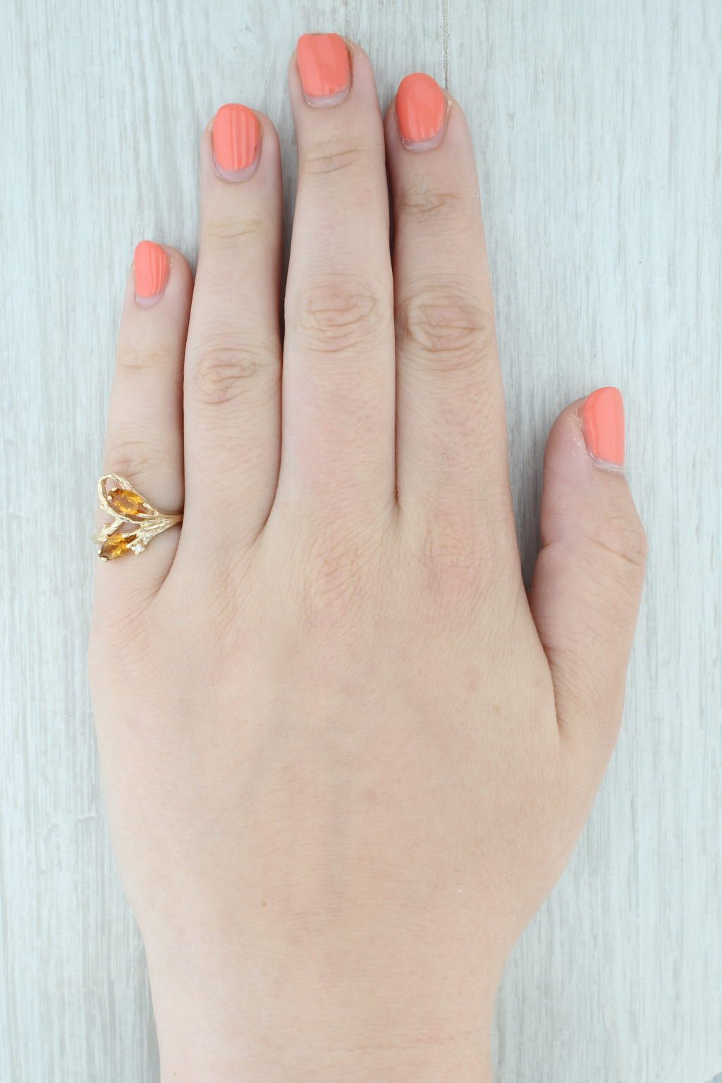 Light Gray 1ctw Marquise Citrine Ring 14k Yellow Gold Size 6 Bypass