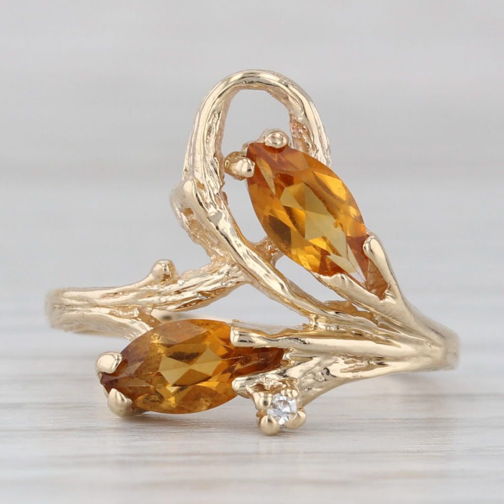 Light Gray 1ctw Marquise Citrine Ring 14k Yellow Gold Size 6 Bypass