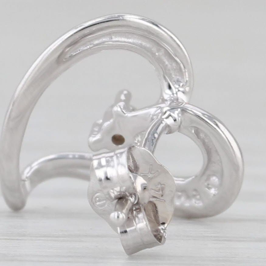 Gray Diamond Solitaire Open Heart Stud Earrings 14k White Gold