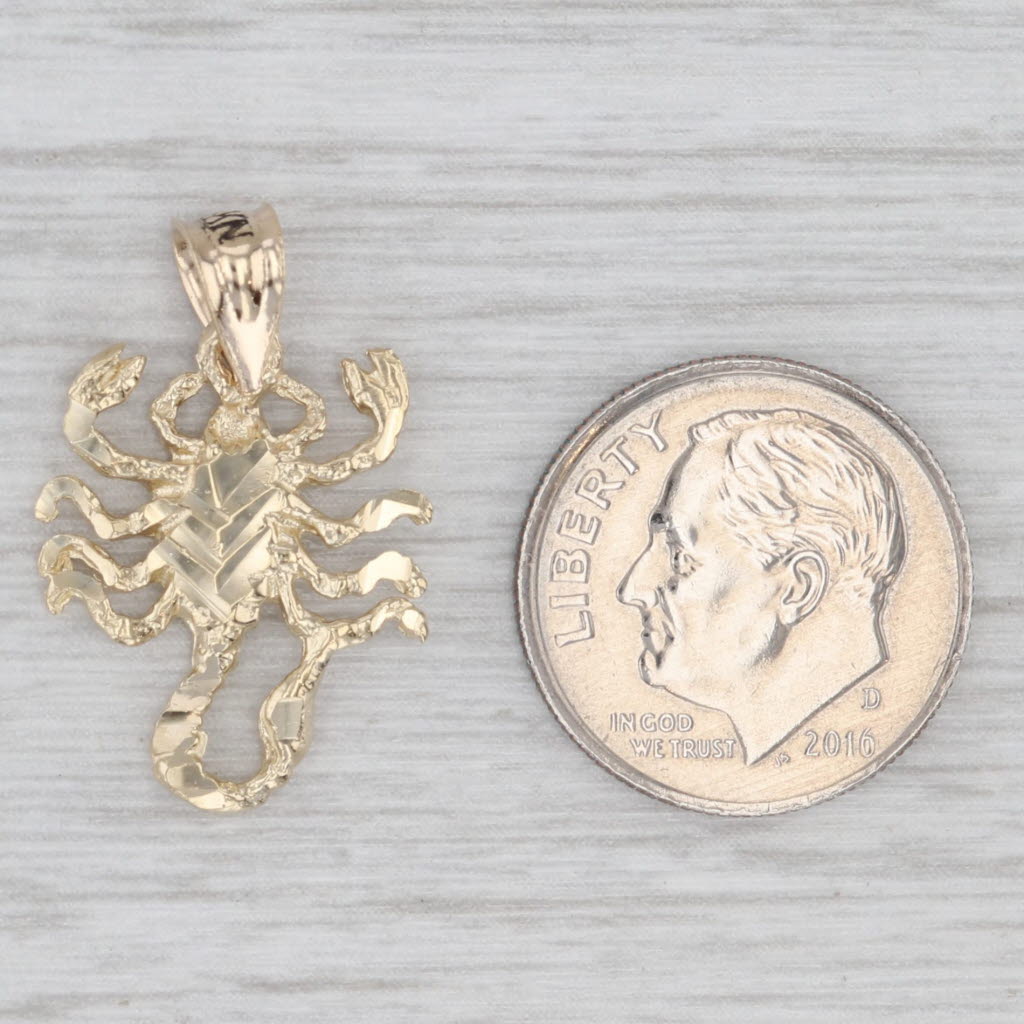 Light Gray Scorpion Pendant 14k Yellow Gold Fine Detailing