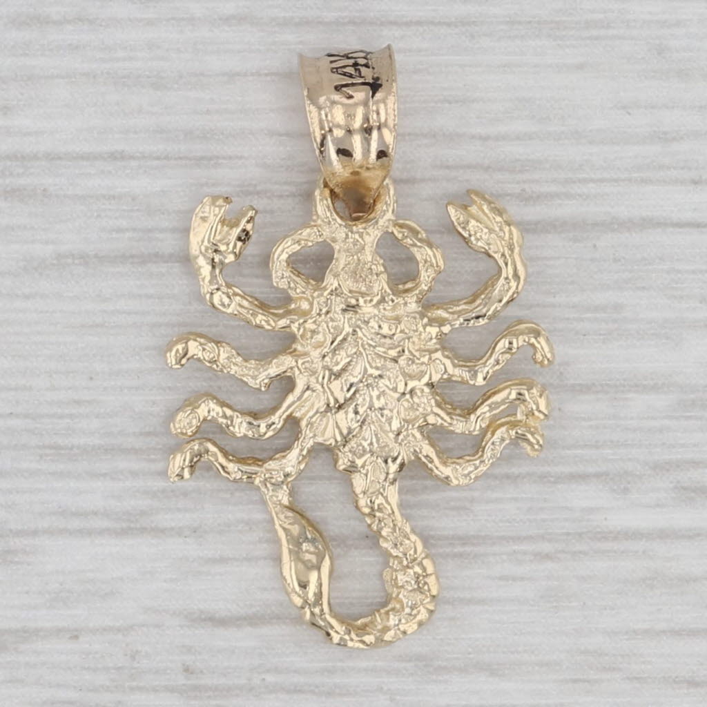 Gray Scorpion Pendant 14k Yellow Gold Fine Detailing