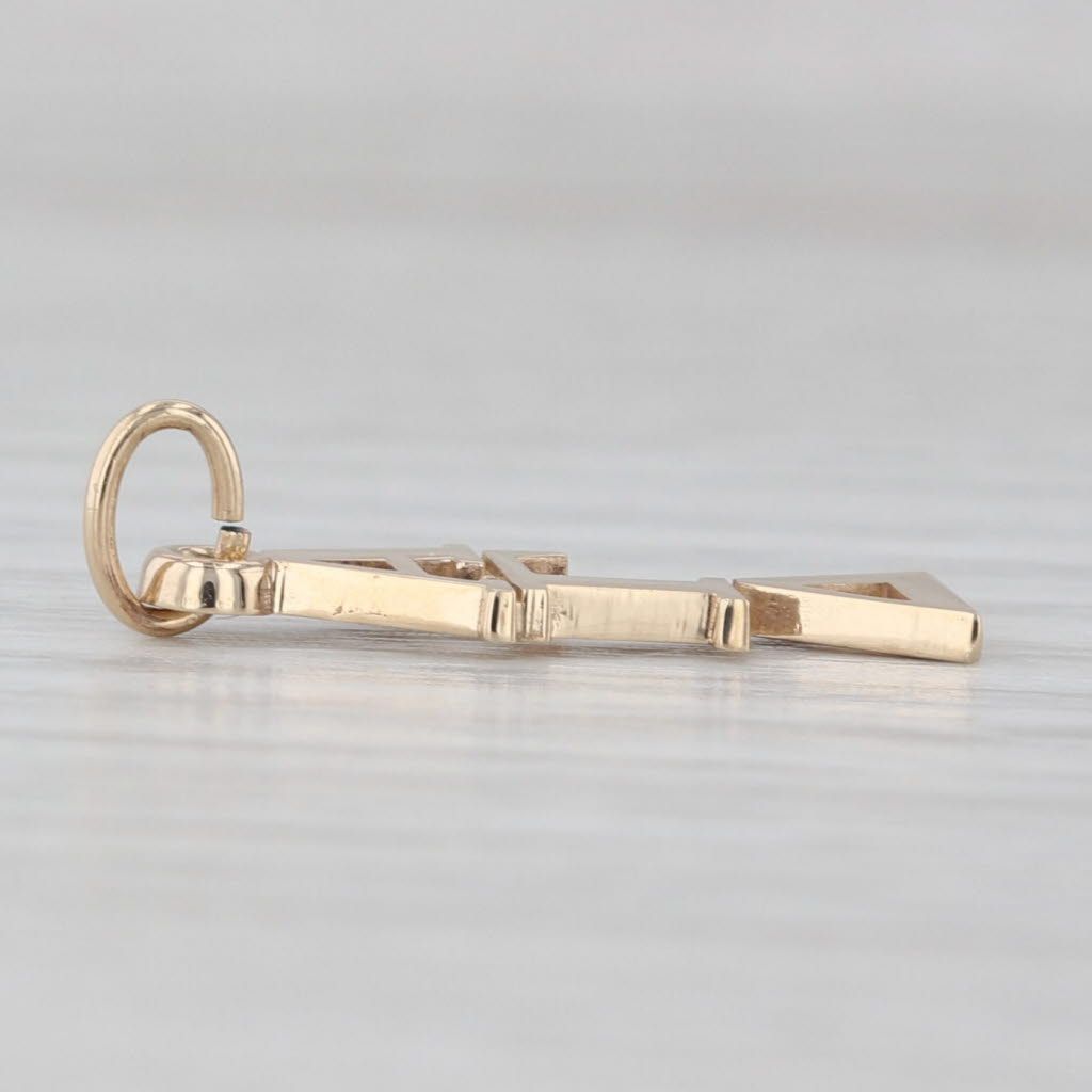 Light Gray Alpha Gamma Delta Fraternity Lavalier Pendant Charm 10k Yellow Gold Greek Letters