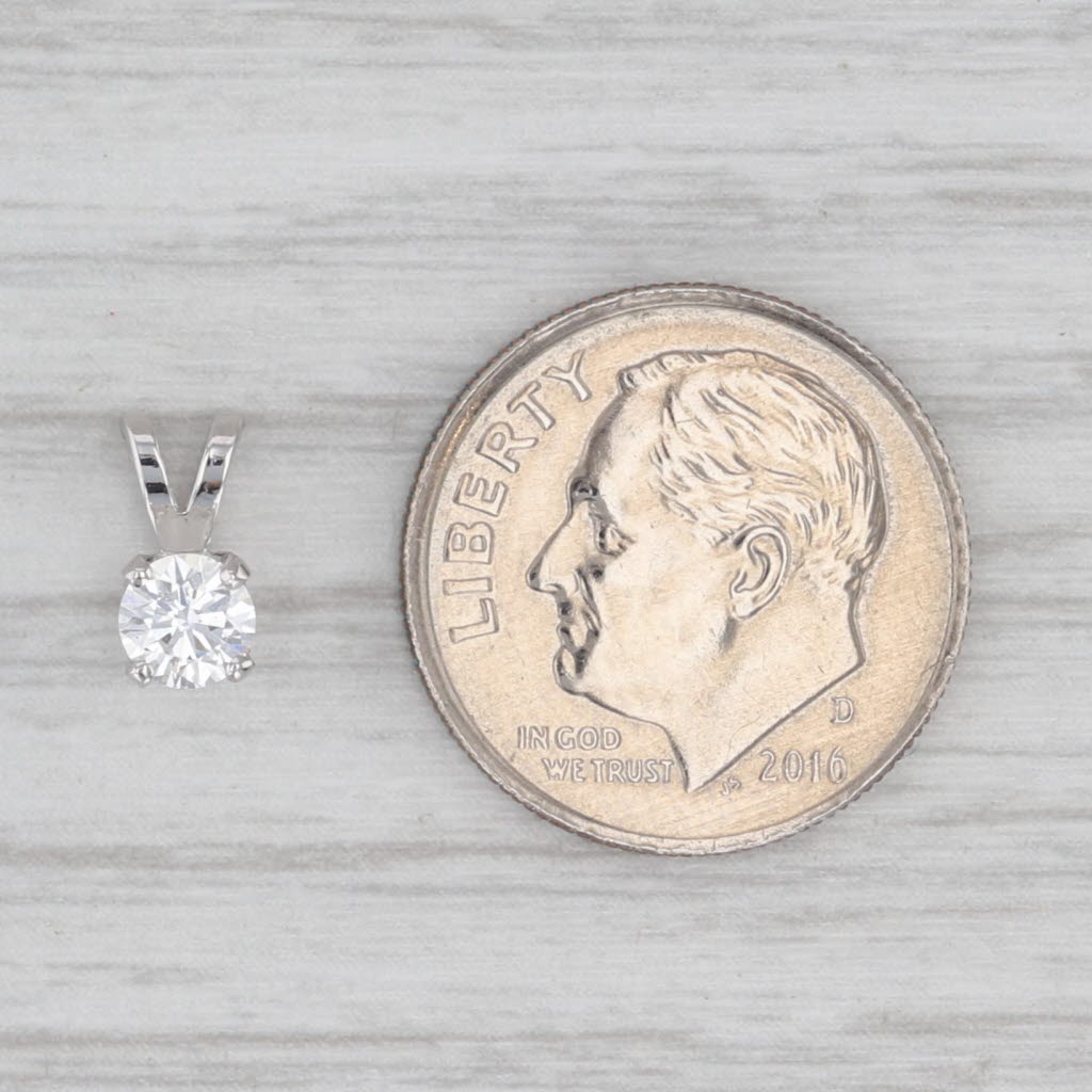 Gray New 0.23ct Diamond Solitaire Pendant 14k White Gold Small Solitaire Drop