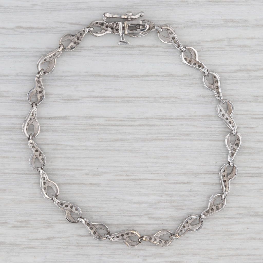 Light Gray 1ctw Diamond Figure 8 Bracelet 10k White Gold 6.75" 4.8mm