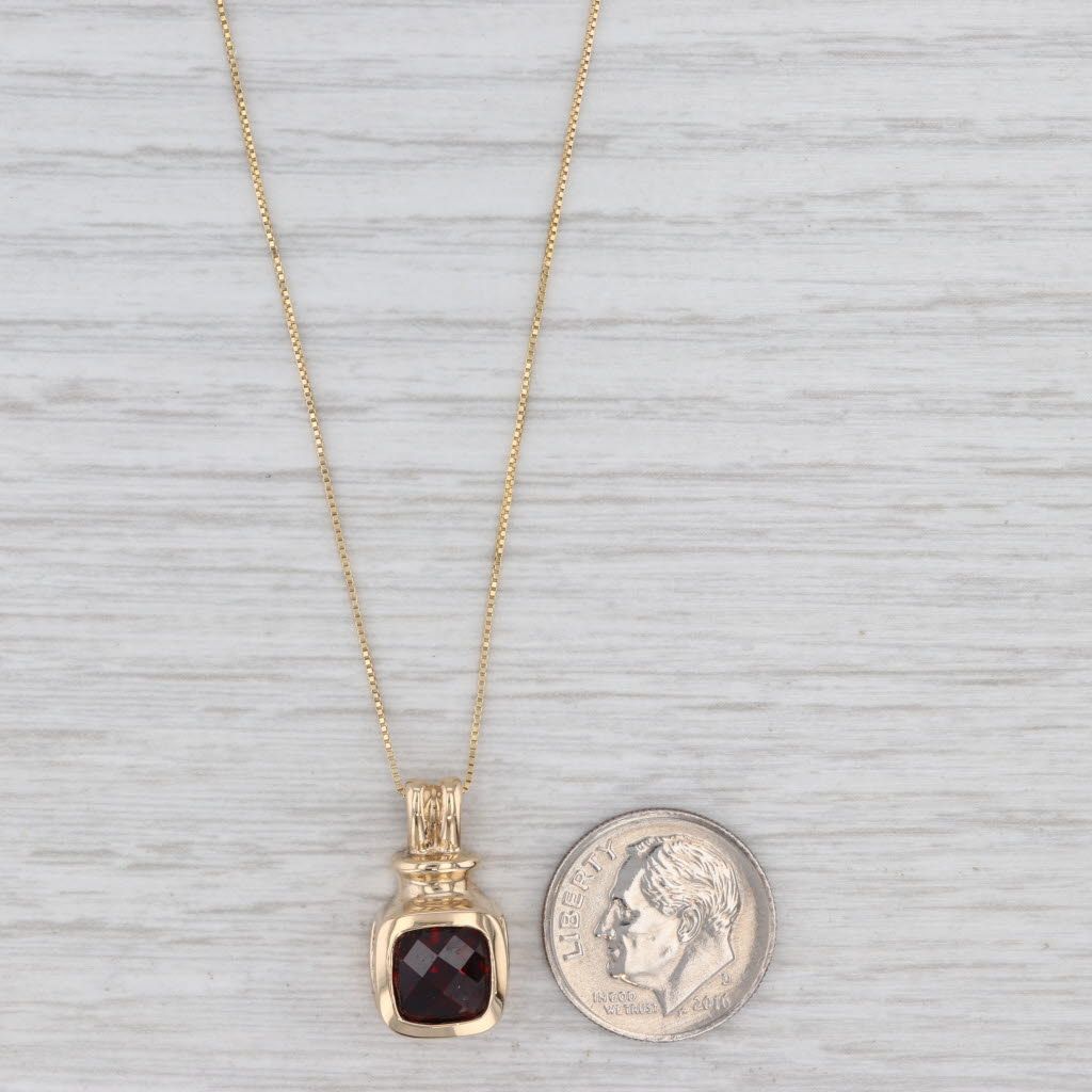 Light Gray 2ct Garnet Solitaire Pendant Necklace 14k Yellow Gold 18.25" Box Chain