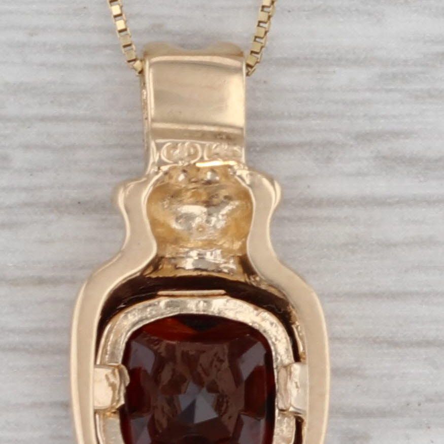 Gray 2ct Garnet Solitaire Pendant Necklace 14k Yellow Gold 18.25" Box Chain