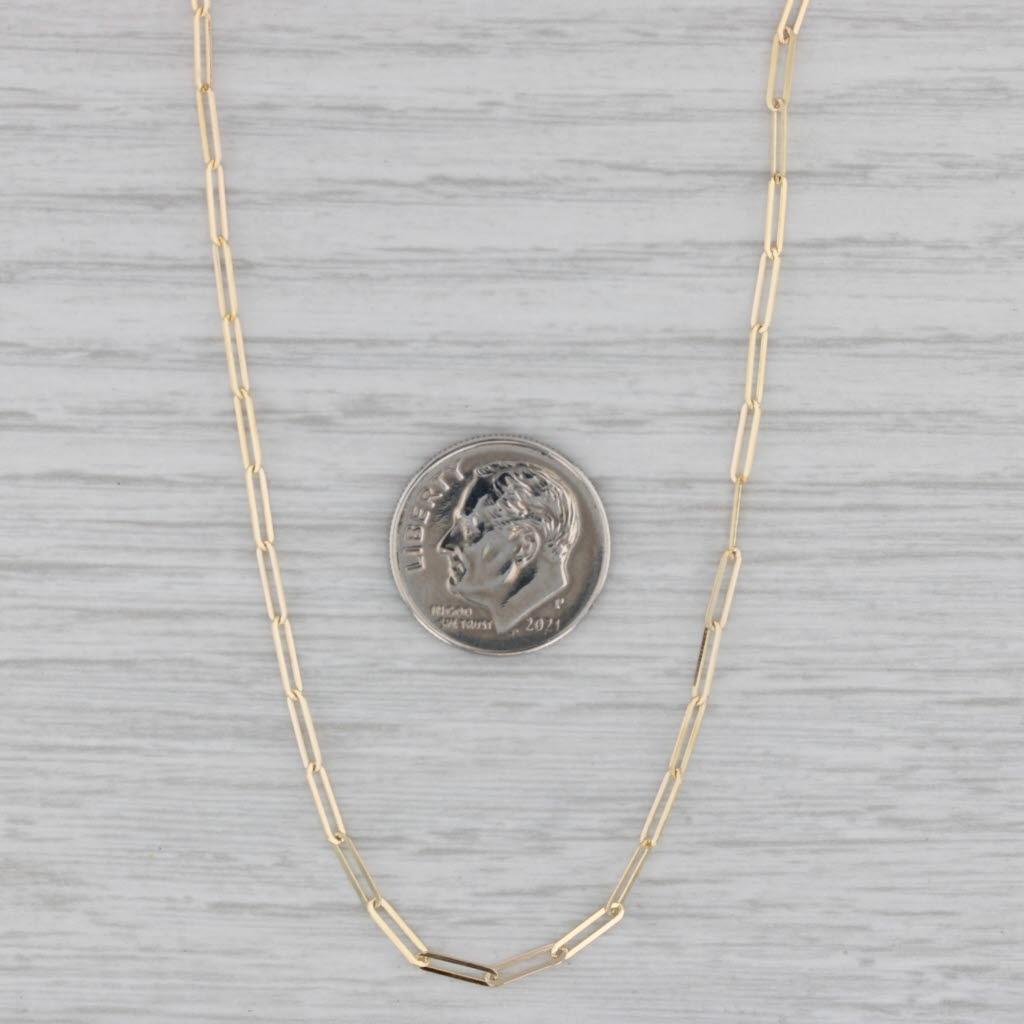 Paperclip Chain Necklace 14k Yellow Gold 19.75" 2.1mm Elongated Cable Chain