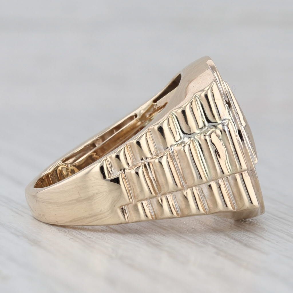 Gray 0.66ctw Diamond Signet Ring 10k Yellow Gold Watch Band Shank Size 10