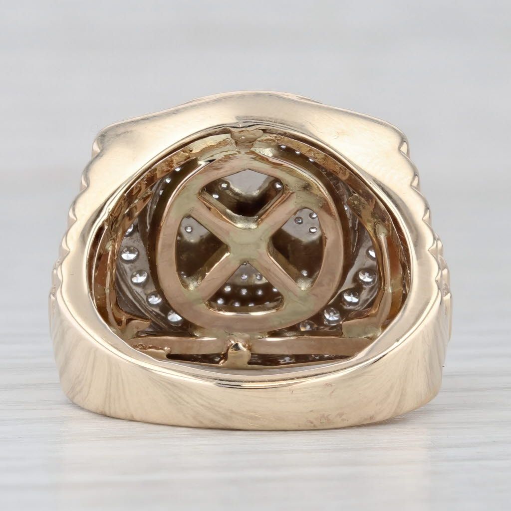 Light Gray 0.66ctw Diamond Signet Ring 10k Yellow Gold Watch Band Shank Size 10