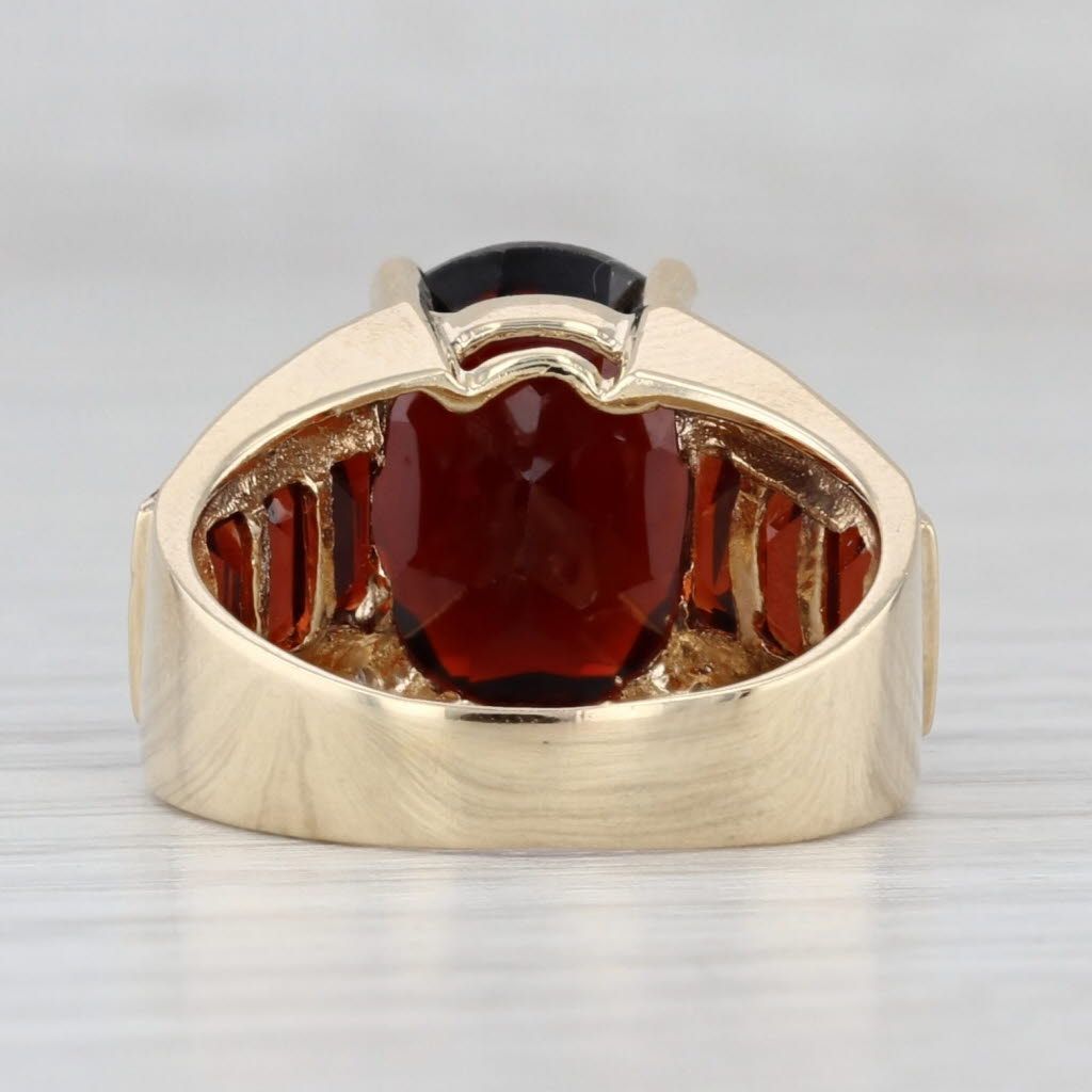 Light Gray 7.17ctw Oval Garnet Diamond Ring 14k Yellow Gold Size 5