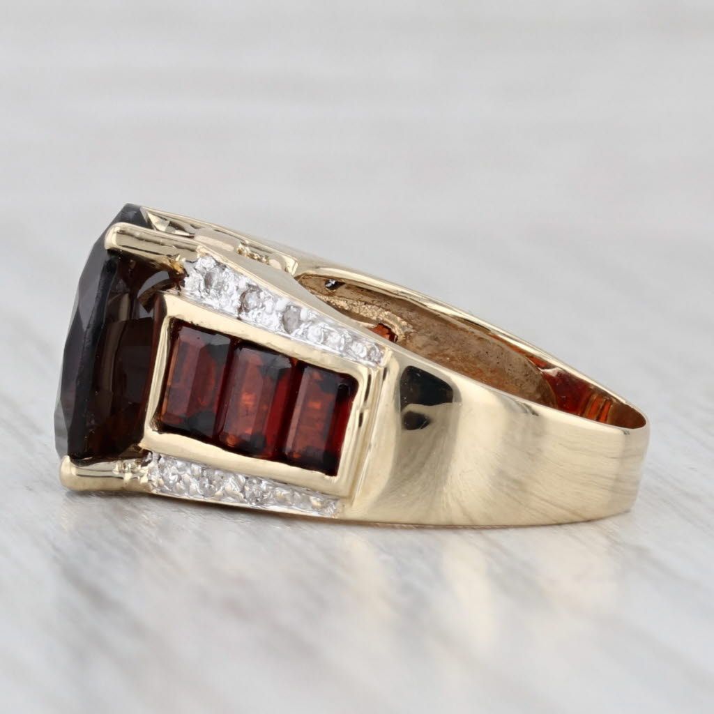 Light Gray 7.17ctw Oval Garnet Diamond Ring 14k Yellow Gold Size 5