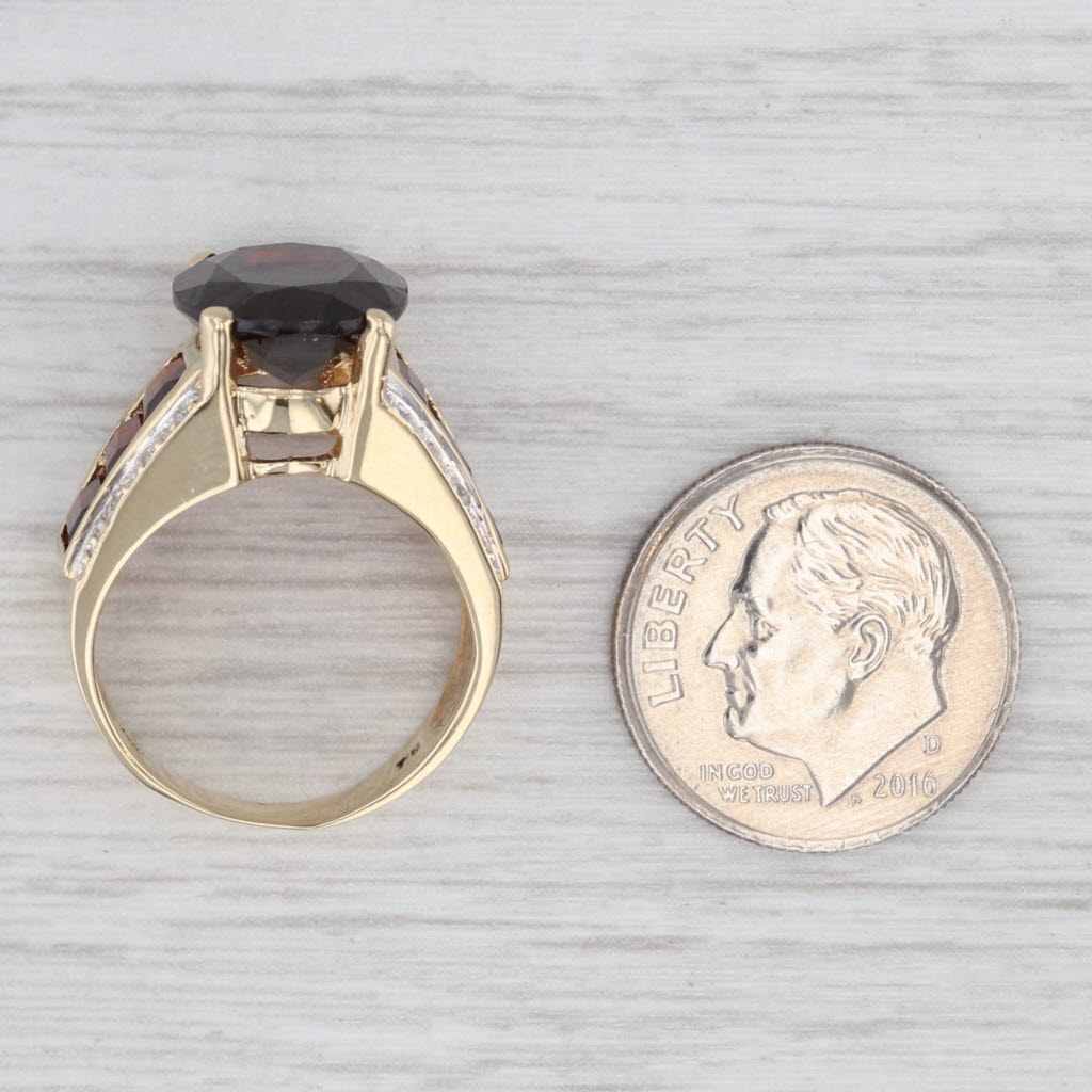 Light Gray 7.17ctw Oval Garnet Diamond Ring 14k Yellow Gold Size 5