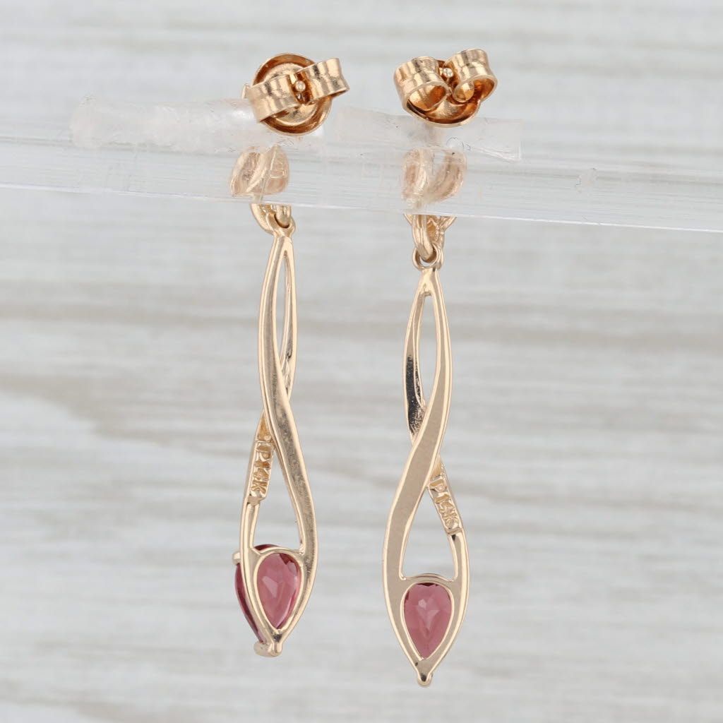 Light Gray 1ctw Pear Garnet Dangle Earrings 14k Yellow Gold