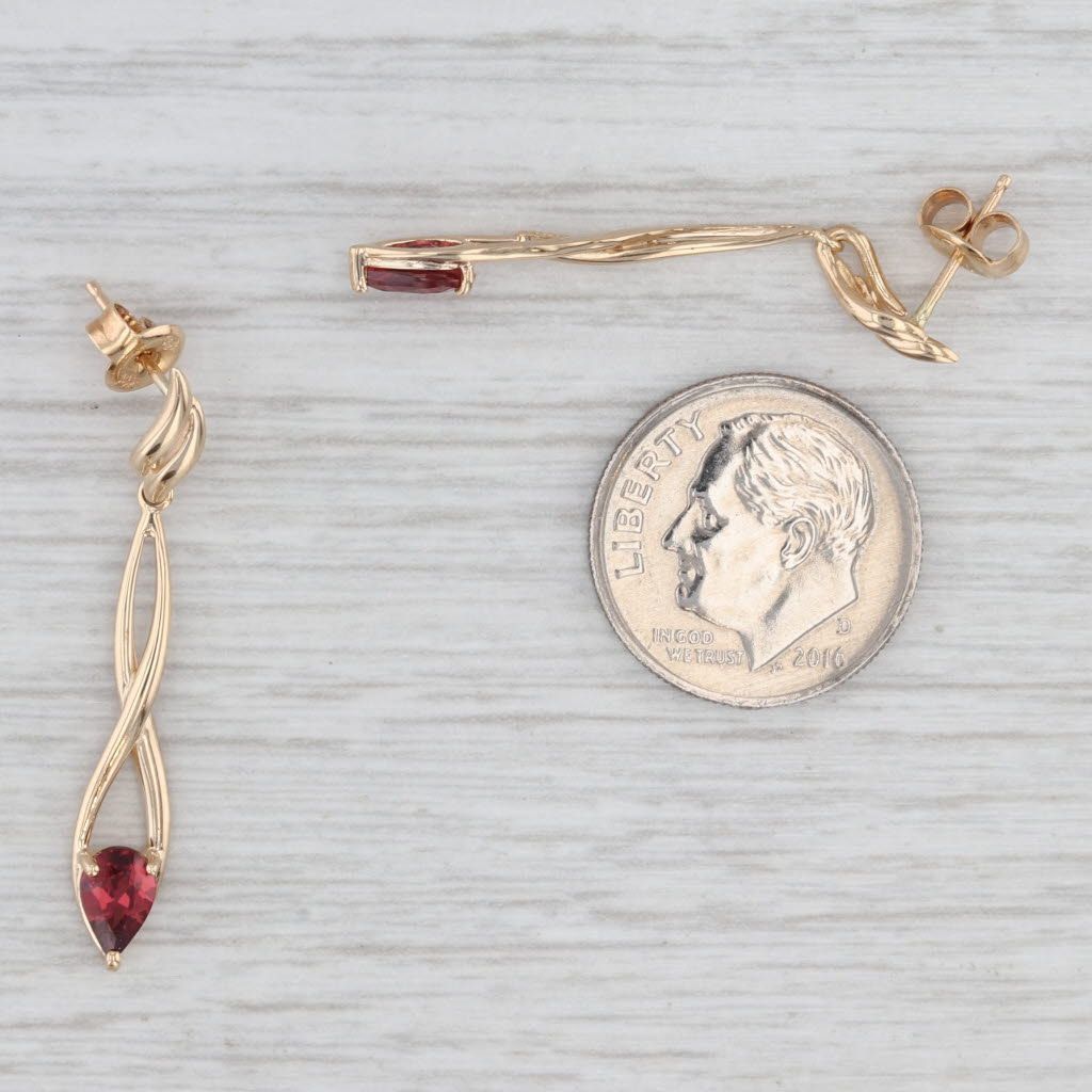 Light Gray 1ctw Pear Garnet Dangle Earrings 14k Yellow Gold