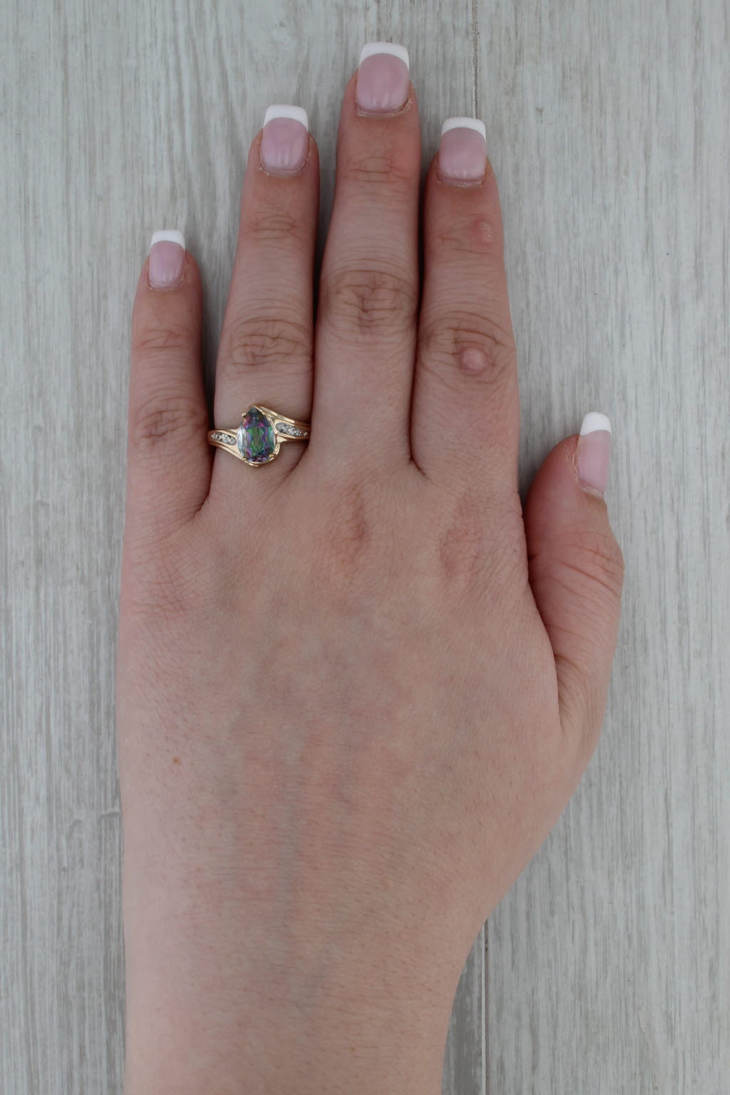 2.07ctw Mystic Topaz Diamond Ring 10k Yellow Gold Size 7.25 Bypass