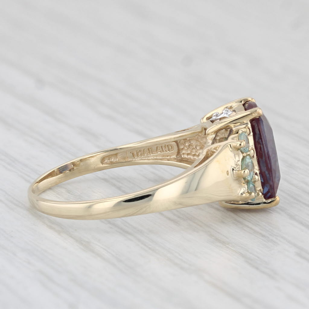 Light Gray 3.74ctw Lab Created Alexandrite Chrysoberyl Diamond Ring 10k Yellow Gold Sz 7.75