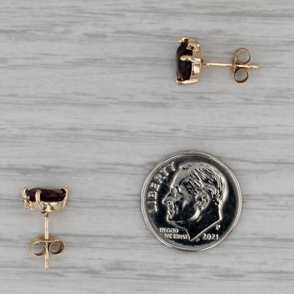 2.81ctw Garnet Heart Stud Earrings 10k Yellow Gold Diamond Accents