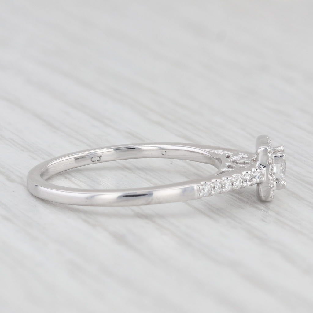 Light Gray 0.26ctw Princess Diamond Halo Engagement Ring 14k White Gold Size 7 Cathedral
