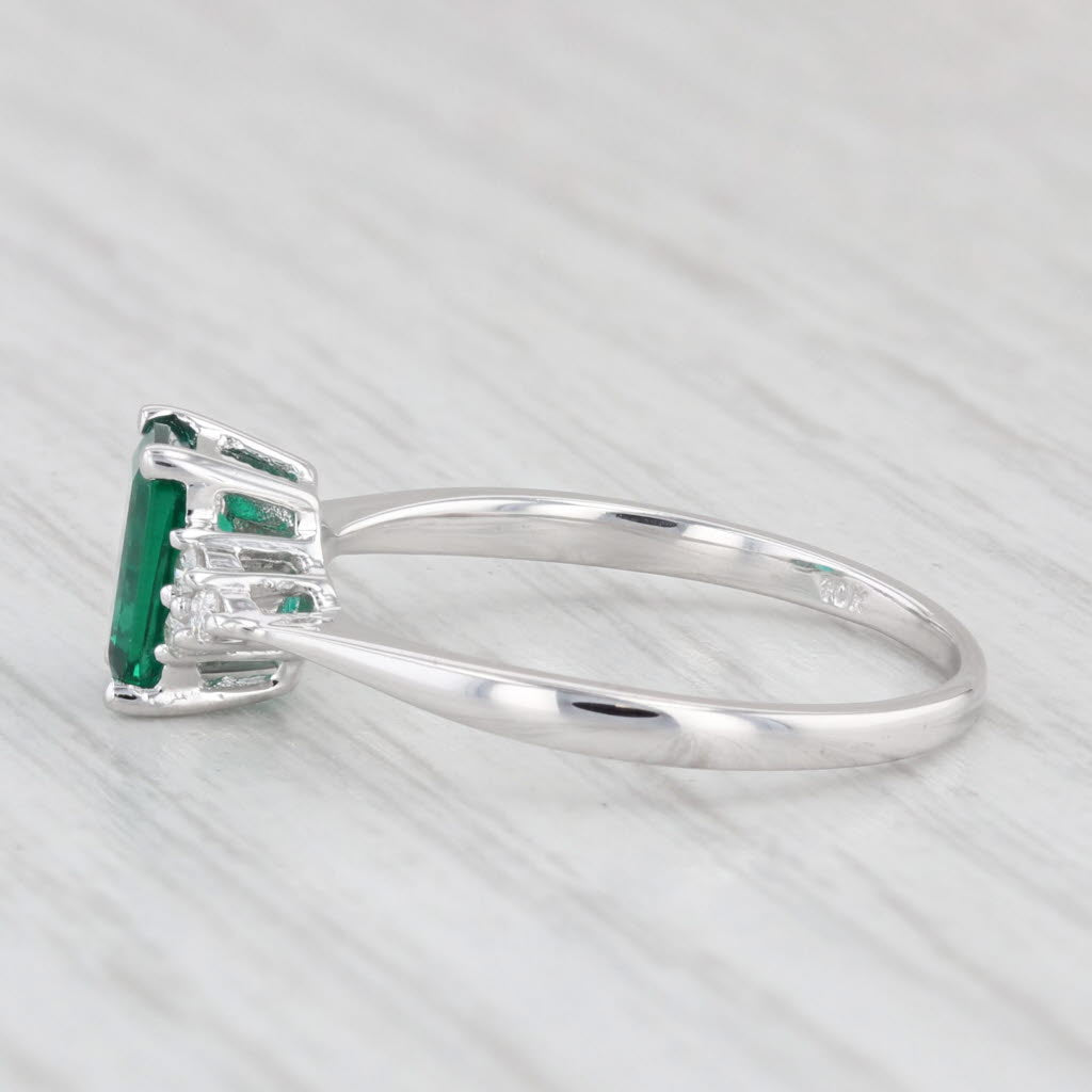 Light Gray 0.81 ctw Emerald Diamond 10K White Gold Ring Size 7 Engagement