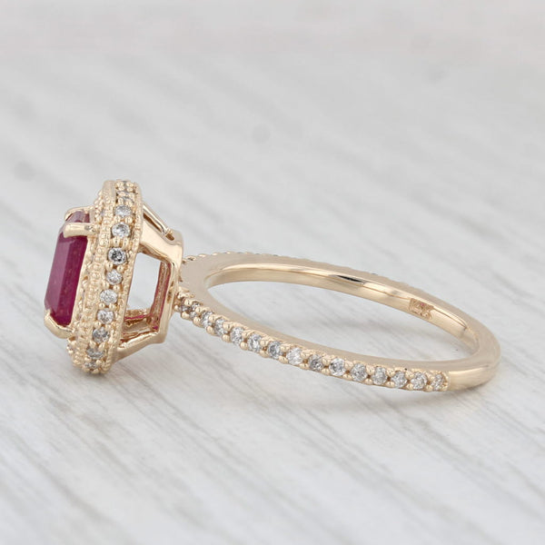 1.78ctw Ruby Diamond Halo Ring 14k Yellow Gold Size 7 Engagement
