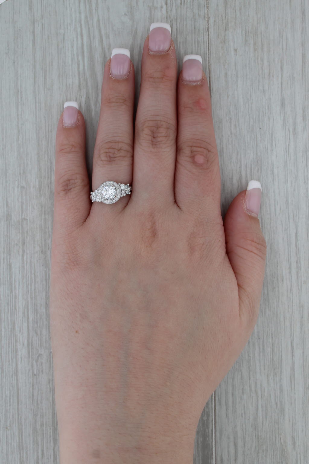 1.56ctw GIA Round Diamond Halo Engagement Ring Platinum Size 6.75 Ornate