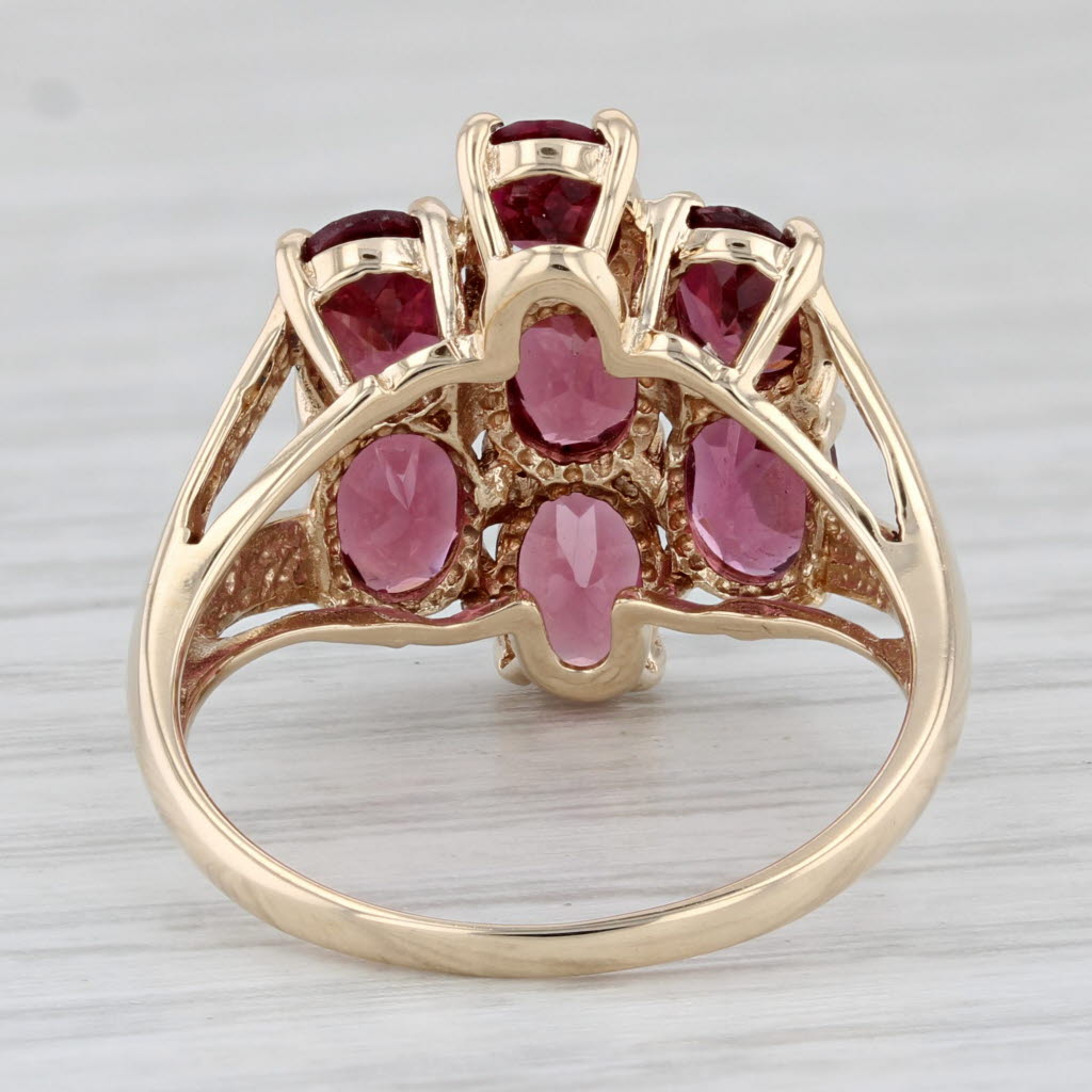 Light Gray 4.30ctw Rhodolite Garnet Cluster Ring 10k Yellow Gold Size 7 Cocktail