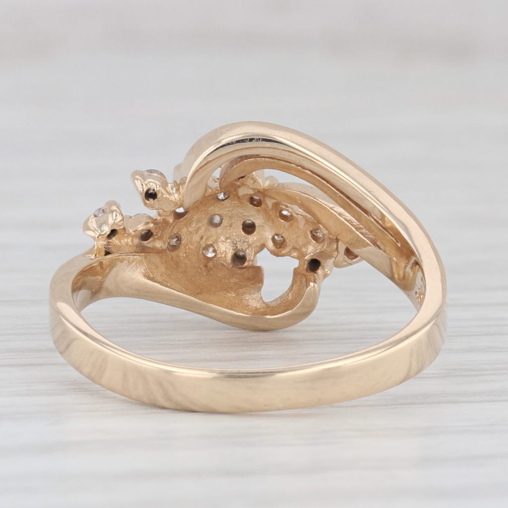Light Gray 0.20ctw Diamond Cluster Ring 14k Yellow Gold Bypass Size 8