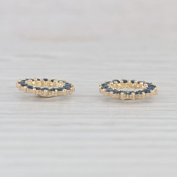1ctw Blue Sapphire Earring Enhancer Jackets 14k Yellow Gold For Stud Earrings