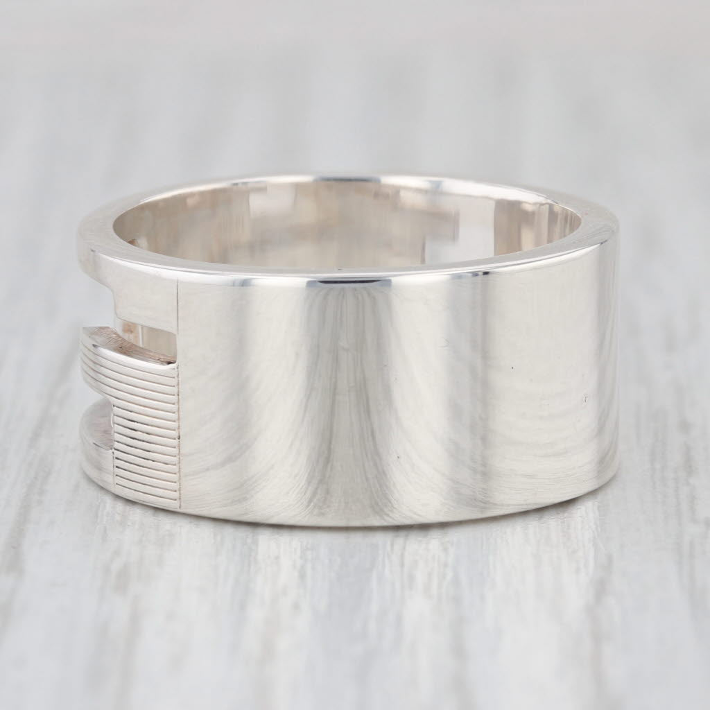 Gucci G Cutout Ring Sterling Silver Size 11.5 Wide Band