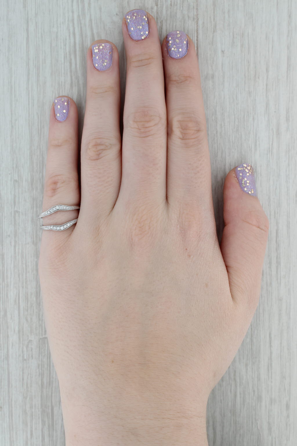 Dark Gray 0.15ctw Diamond Ring Jacket Guard 14k White Gold Size 7-7.25 Bridal Wedding