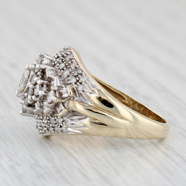 0.87ctw Diamond Cluster Ring 10k Yellow Gold Size 7.25
