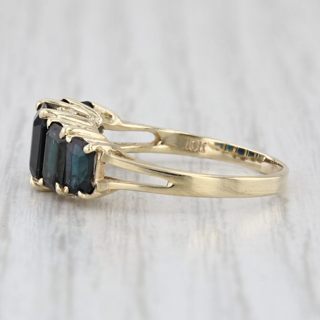 3.50ctw Blue Sapphire Tiered Ring 10k Yellow Gold Size 6.75
