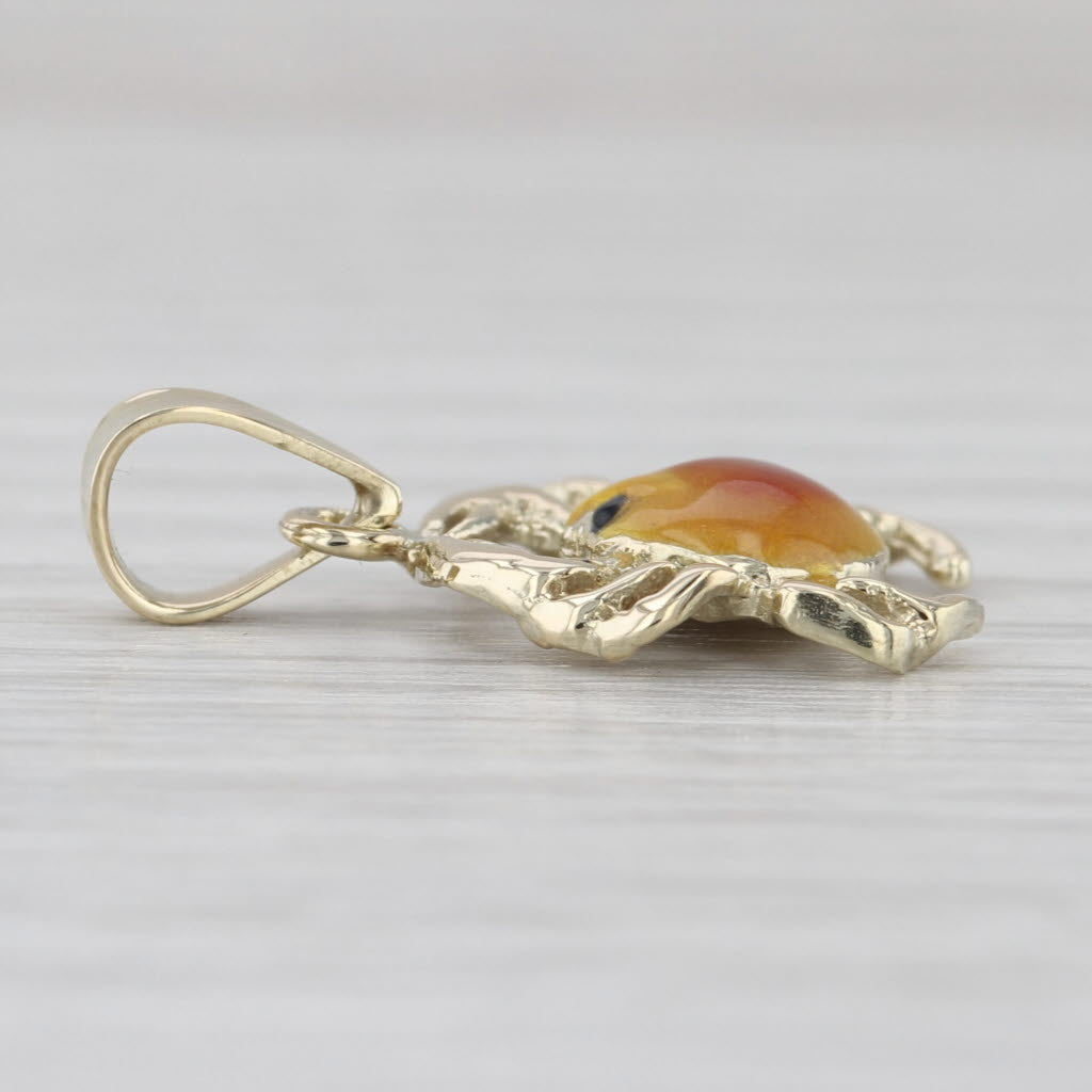 Crab Pendant 14k Yellow Gold Enamel Nautical Jewelry