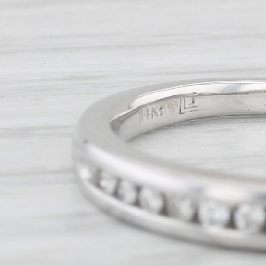 Light Gray 0.12ctw Diamond Women's Wedding Band 14k White Gold Size 5.5 Stackable Ring
