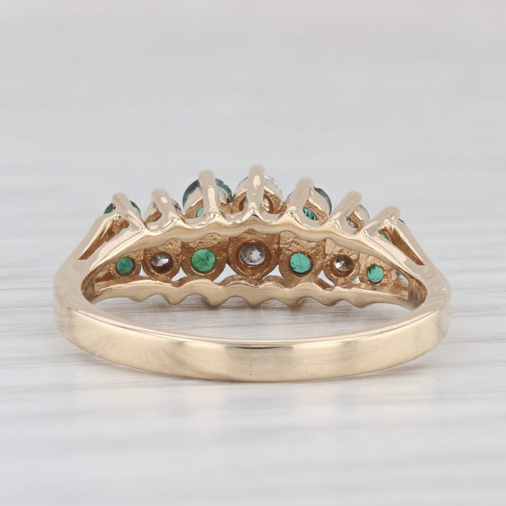 Light Gray 0.52ctw Emerald Diamond Tiered Ring 10k Yellow Gold Stackable Anniversary Size 6