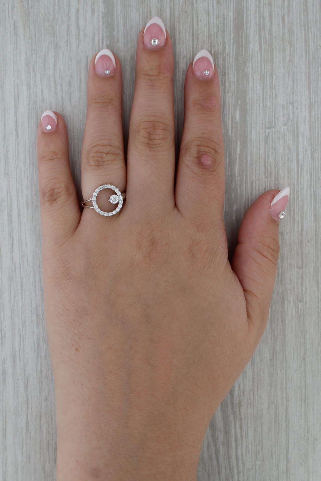 0.45ctw Diamond Circle Ring 14k White Gold Size 6.5