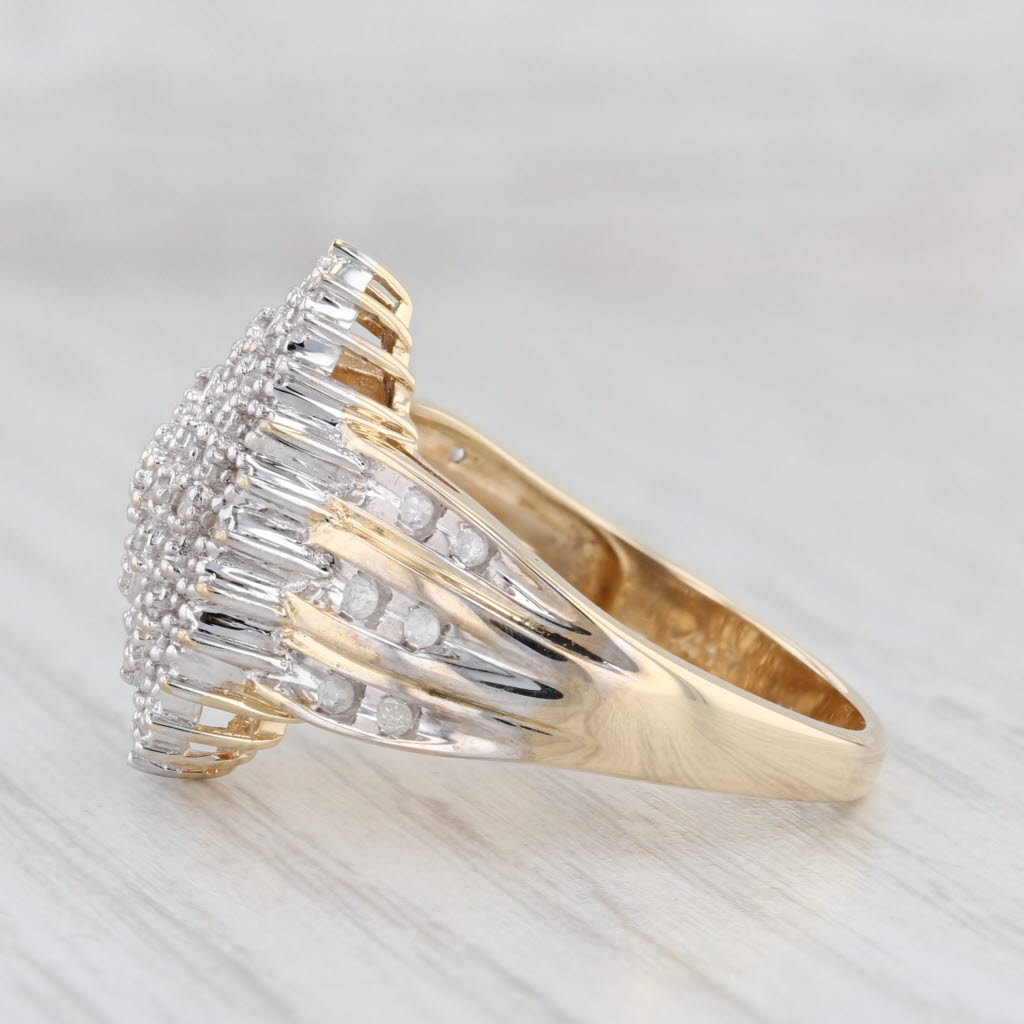 Light Gray 0.13ctw Diamond Cluster Ring 10k Yellow Gold Size 9 Cocktail