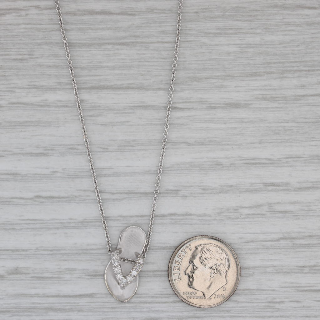 Gray Na Hoku 0.10ctw Diamond Flip Flop Pendant Necklace 19.5" Adjustable Cable Chain