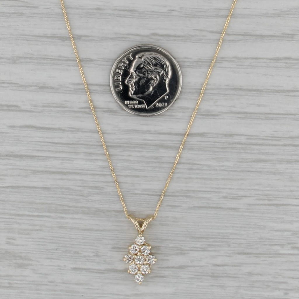 0.40ctw Diamond Cluster Pendant Necklace 14k Yellow Gold 21" S-Link Chain