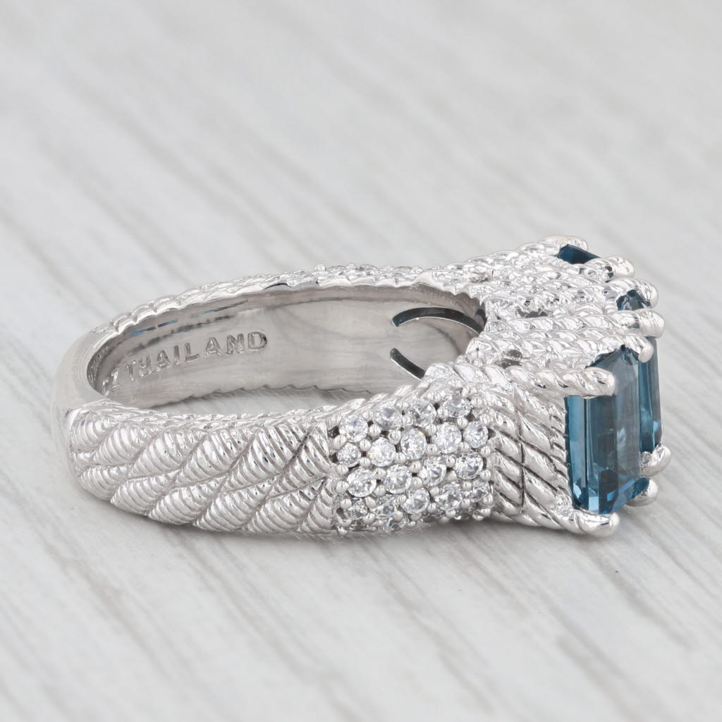 Light Gray Judith Ripka Blue Topaz Sterling Silver Three Stone Ring Size 8