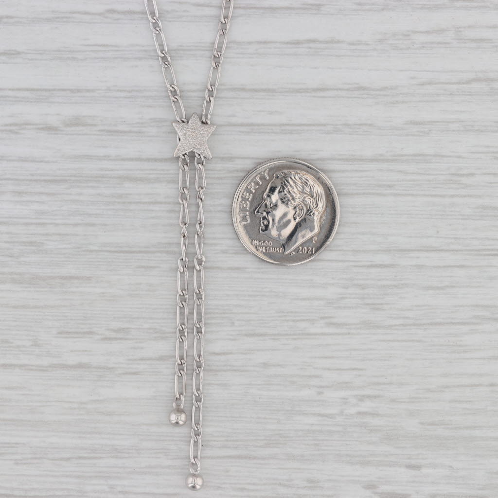 Gray 14K White Gold Figaro Bolo Style Star Lariat Necklace 17"